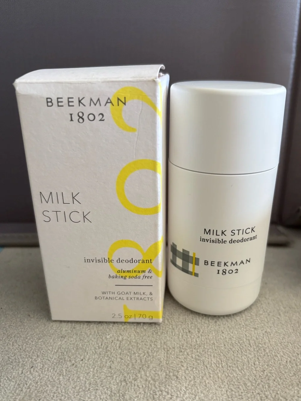 BEEKMAN 1802 Milk Stick Invisible Deodorant Aluminum Free 2.5oz Brand New in Box